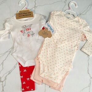 Carter's and Baby Essentials Infant Girl 9 Months 3 and 4 Piece Set Bundle NEW